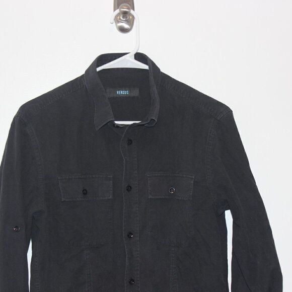 Versus Versace VINTAGE Black Long Sleeve Button-Down Shirt Men's Size 40 - Picture 2 of 10